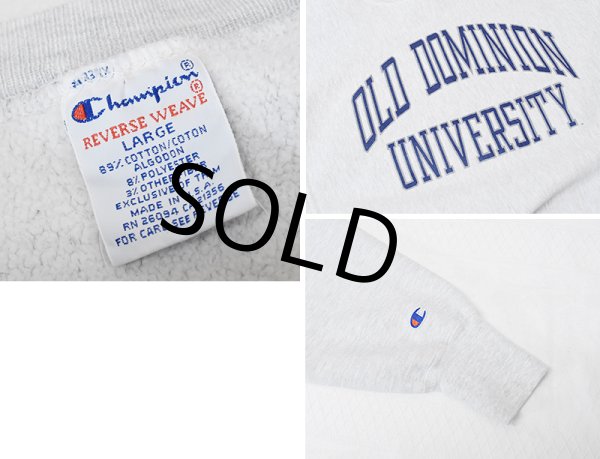 画像2: 90's【USA製】【Champion】【チャンピオン】RW【リバースウィーブ】オールドドミニオン大学【カレッジスウェット】【グレー】【サイズL】  (2)