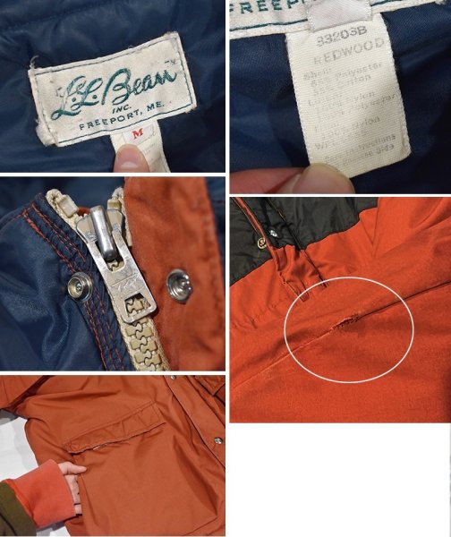 画像2: 70's【ビンテージ】【ＬＬビーン】筆記体タグ【L.L.bean】【エンジ×紺】【中綿入りマウンテンパーカー】【中綿入りジャケット】【サイズM】  (2)