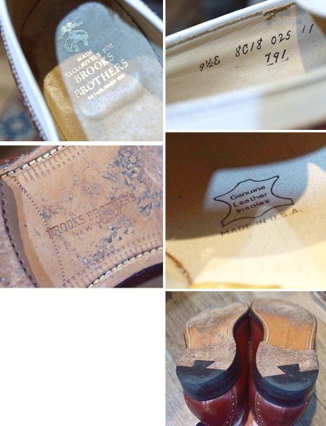 画像2: 【ブルックスブラザーズ】【茶色×白】【オールデン】メダリオン【タッセルローファー】【9 1/2 2E】【27.5cm程度】  (2)