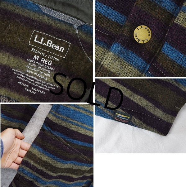 画像2: 【L.L.Bean 】【L.L.ビーン】ビンテージ【オリーブx紫x水色】ボーダー【フリースジャケット】フリースシャツ【サイズMR】  (2)