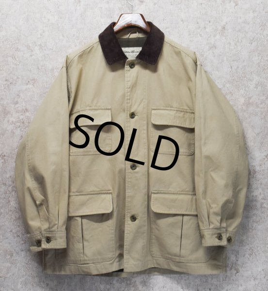 画像4: 【ビンテージ】【エディーバウアー】【ベージュ×襟ブラウンコーデュロイ】コットンジャケット【ハンティングジャケット】【サイズL】 (4)