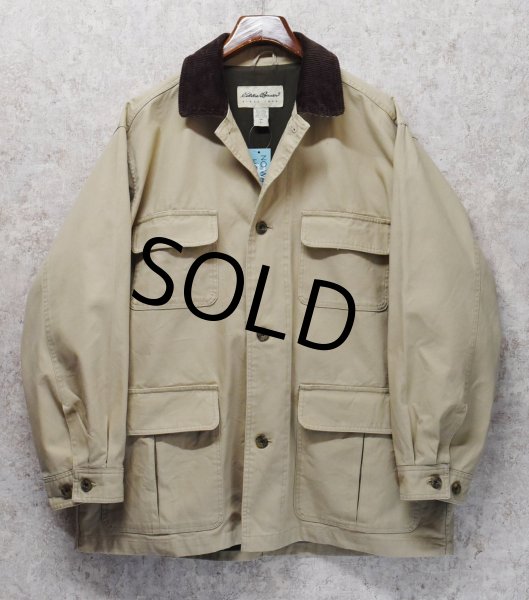 画像1: 【ビンテージ】【エディーバウアー】【ベージュ×襟ブラウンコーデュロイ】コットンジャケット【ハンティングジャケット】【サイズL】 (1)