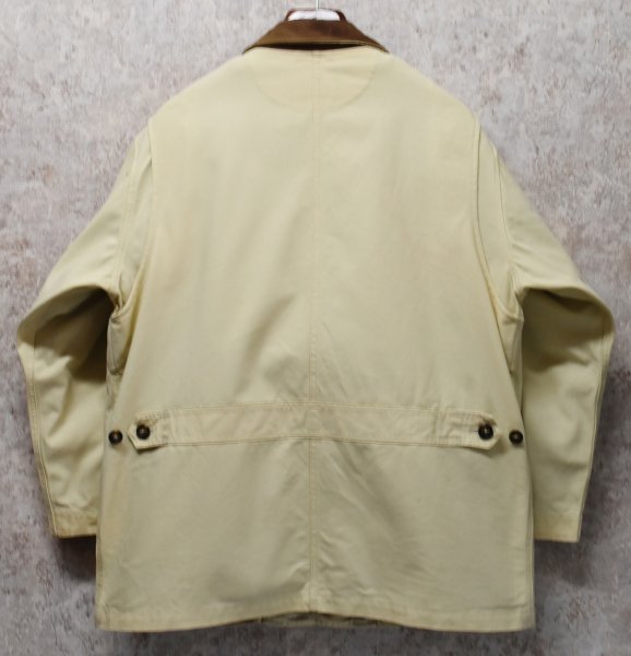 画像5: 【ランズエンド】【LANDS' END】【生成り】【襟レザー】【キルティングライナー付き】【コットンジャケット 】【サイズM】  (5)