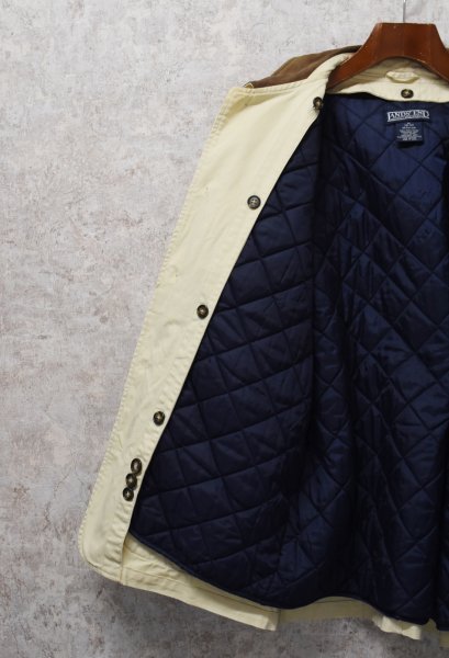 画像4: 【ランズエンド】【LANDS' END】【生成り】【襟レザー】【キルティングライナー付き】【コットンジャケット 】【サイズM】  (4)