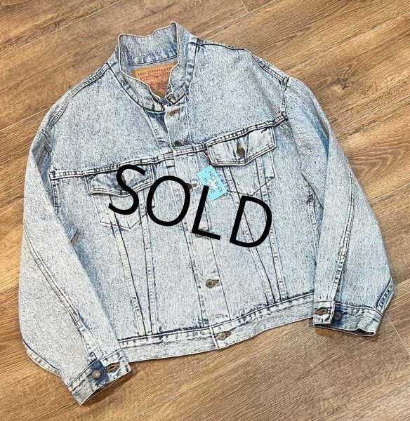 画像1: 90’s 【ビンテージ】USA製【リーバイス】【LEVIS】【70598】【ケミカルウォッシュ】【デカパッチ】【Gジャン】デニムジャケット【サイズXL】  (1)