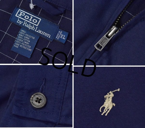 画像2: 【ラルフローレン】【POLO RALPH LAUREN】【紺ｘ裏地白格子柄】【ブルゾン】スウィングトップ【サイズＸＬ】  (2)