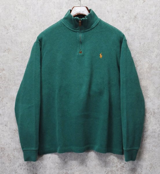 画像1: 【ラルフローレン】POLO RALPH LAUREN【緑】【無地】【ハーフジップ】【コットンセーター】【サイズL】   (1)