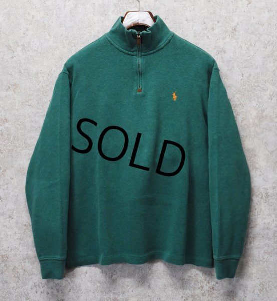 画像1: 【ラルフローレン】POLO RALPH LAUREN【緑】【無地】【ハーフジップ】【コットンセーター】【サイズL】   (1)
