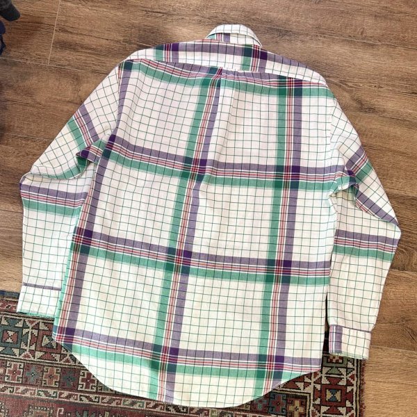 画像3: ビンテージ【POLO RALPH LAUREN】ラルフローレン 紫x緑x白 チェック【コットンBDシャツ】サイズM  (3)