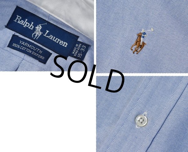 画像2: POLO RALPH LAUREN【ラルフローレン】YARMOUTH【水色×白】【クレリックシャツ】【コットンボタンダウンシャツ】【15-33】  (2)
