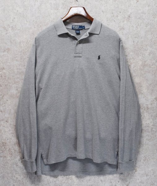 画像1: 【ラルフローレン】 【POLO ralph lauren】【グレー】コットン【長袖ポロシャツ】 【サイズＬ】   (1)