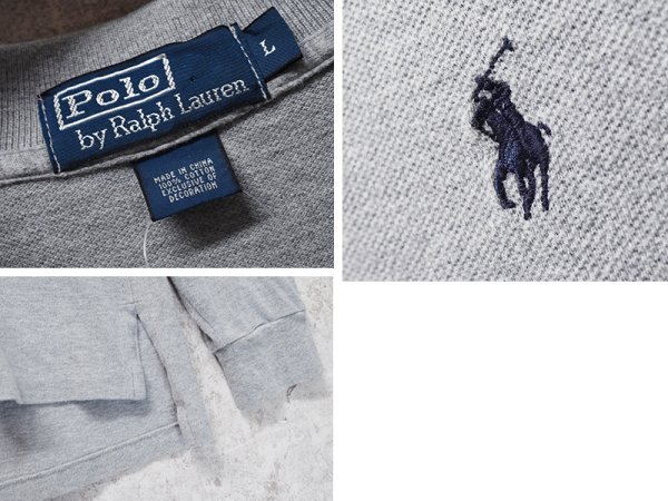 画像2: 【ラルフローレン】 【POLO ralph lauren】【グレー】コットン【長袖ポロシャツ】 【サイズＬ】   (2)