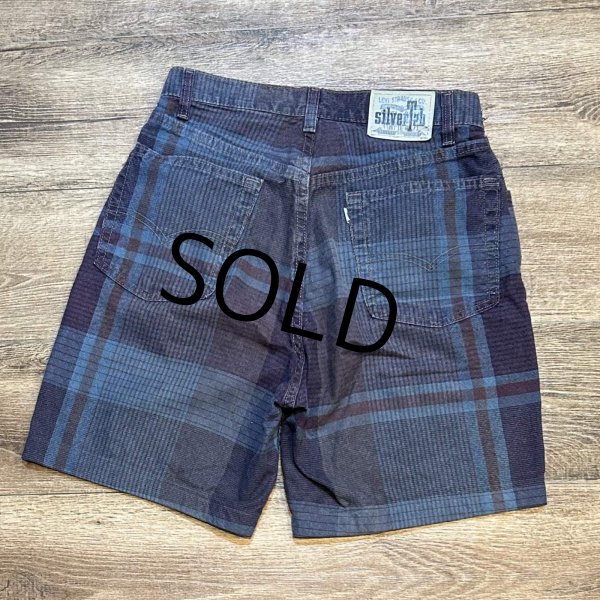画像4: 90's【USA製】【LEVI'S】【シルバータブ】【リーバイス】【エンジ×水色チェック】【デニム生地ショーツ】【W33】  (4)