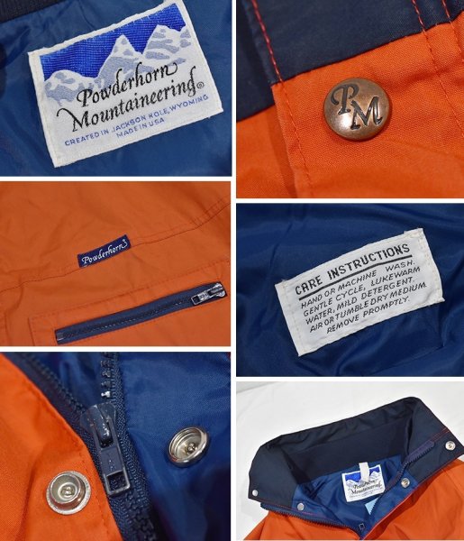画像2: 【USA製】【Powderhorn】パウダーホーン【赤×紺】中綿入り【ポリコットンブルゾン】【サイズＬ程度】   (2)