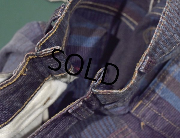画像3: 90's【USA製】【LEVI'S】【シルバータブ】【リーバイス】【エンジ×水色チェック】【デニム生地ショーツ】【W33】  (3)