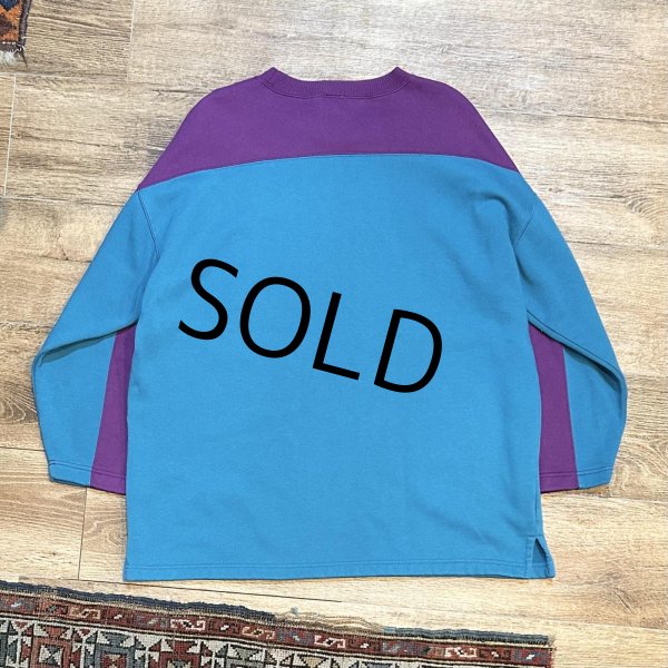 画像3: 【USA製】【ビンテージ】【CHEETAH】【ターコイズ×紫】スウェットカットソー【サイズL】  (3)