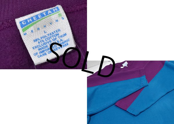 画像2: 【USA製】【ビンテージ】【CHEETAH】【ターコイズ×紫】スウェットカットソー【サイズL】  (2)