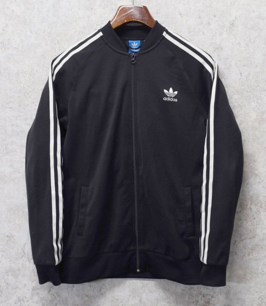画像1: 【ビンテージ】【アディダス】adidas【黒×白ライン】ジャージ【トラックジャケット】【トラックジャージ】【サイズＸＬ】  (1)
