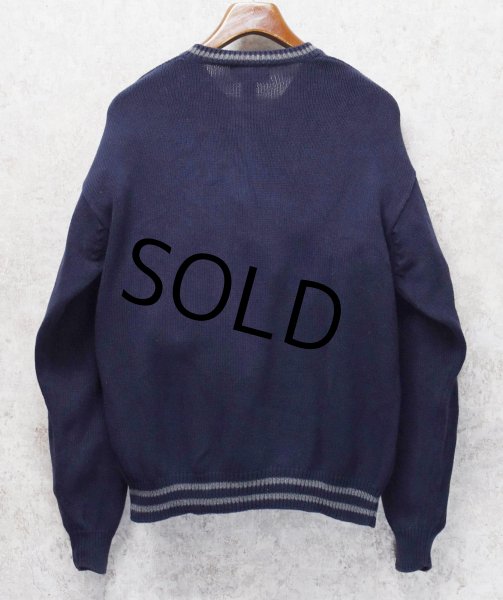 画像3: 90’s~【ビンテージ】【エディーバウアー】【ネイビー×グレーライン】【Vネック】【コットンセーター】【サイズL】  (3)