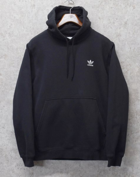 画像1: 【ビンテージ】【アディダス】adidas【黒】【黒無地】パーカー　胸トレフォイルロゴ入り【サイズL】  (1)