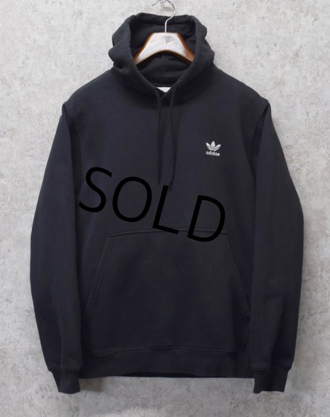 画像1: 【ビンテージ】【アディダス】adidas【黒】【黒無地】パーカー　胸トレフォイルロゴ入り【サイズL】  (1)