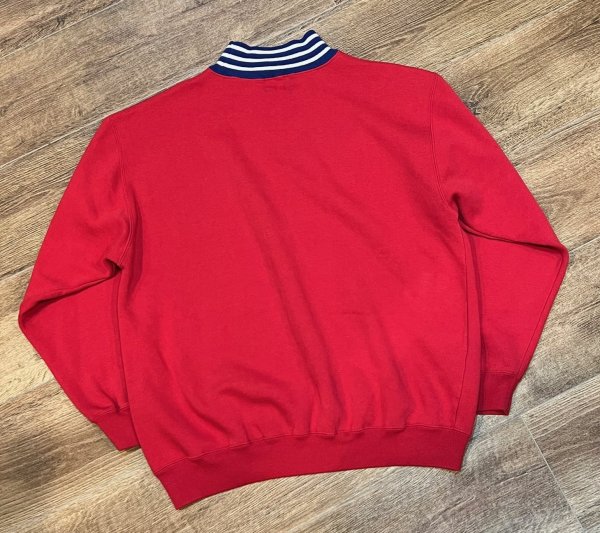 画像3: 【オールドギャップ】【GAP】青x白 首リブ【赤】【モックネックスウェット】【サイズL】  (3)