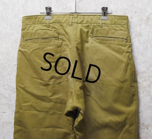 画像4: 【40's】【ビンテージ】U.S.ARMY 米軍実物【裏地付きチノパンツ】ウール裏地【チノパンツ】M41 M42【チノパン】【W33程度】  (4)