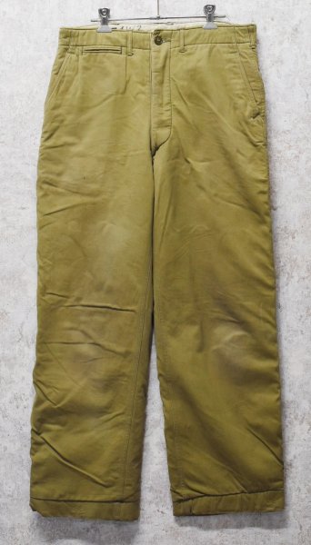 画像1: 【40's】【ビンテージ】U.S.ARMY 米軍実物【裏地付きチノパンツ】ウール裏地【チノパンツ】M41 M42【チノパン】【W33程度】  (1)