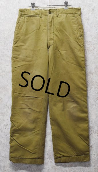 画像1: 【40's】【ビンテージ】U.S.ARMY 米軍実物【裏地付きチノパンツ】ウール裏地【チノパンツ】M41 M42【チノパン】【W33程度】  (1)