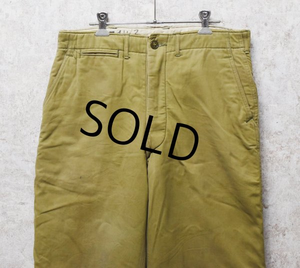 画像3: 【40's】【ビンテージ】U.S.ARMY 米軍実物【裏地付きチノパンツ】ウール裏地【チノパンツ】M41 M42【チノパン】【W33程度】  (3)