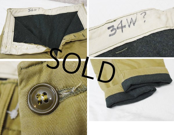 画像2: 【40's】【ビンテージ】U.S.ARMY 米軍実物【裏地付きチノパンツ】ウール裏地【チノパンツ】M41 M42【チノパン】【W33程度】  (2)