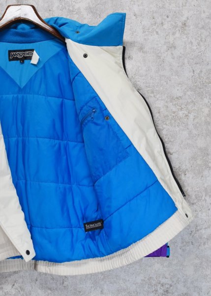 画像5: 90's~【ジャンスポーツ】【JANSDORT】【ビンテージ】【紫×青×ナチュラル】中綿入り【ナイロンジャケット】【サイズL】  (5)