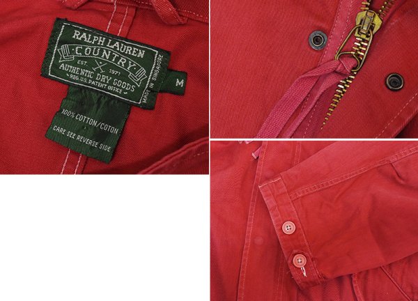 画像2: 90's~【ビンテージ】【POLO COUNTRY】ポロカントリー【ラルフローレン】【赤】【M51タイプ】フィッシュテイルパーカー【モッズパーカー】レディース古着【レディースM】  (2)