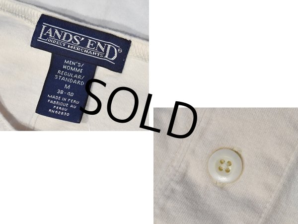 画像2: 【ビンテージ】【ランズエンド】【LANDS' END】【白ｘグレー】【ヘンリーネック】ベースボールＴシャツ【サイズＭ】  (2)