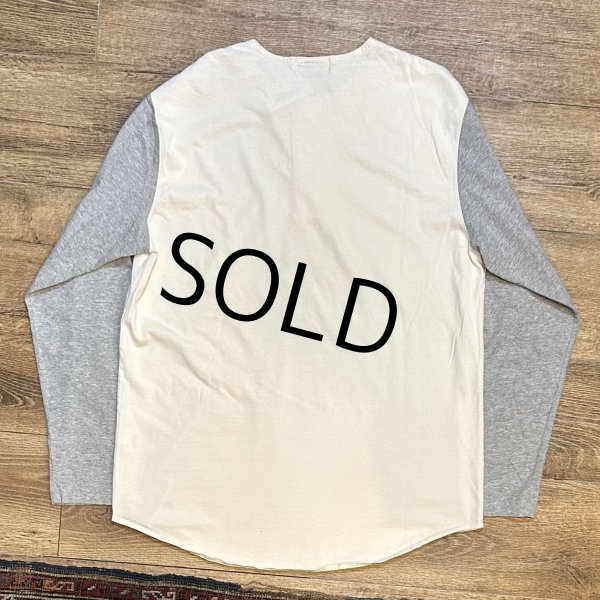 画像3: 【ビンテージ】【ランズエンド】【LANDS' END】【白ｘグレー】【ヘンリーネック】ベースボールＴシャツ【サイズＭ】  (3)