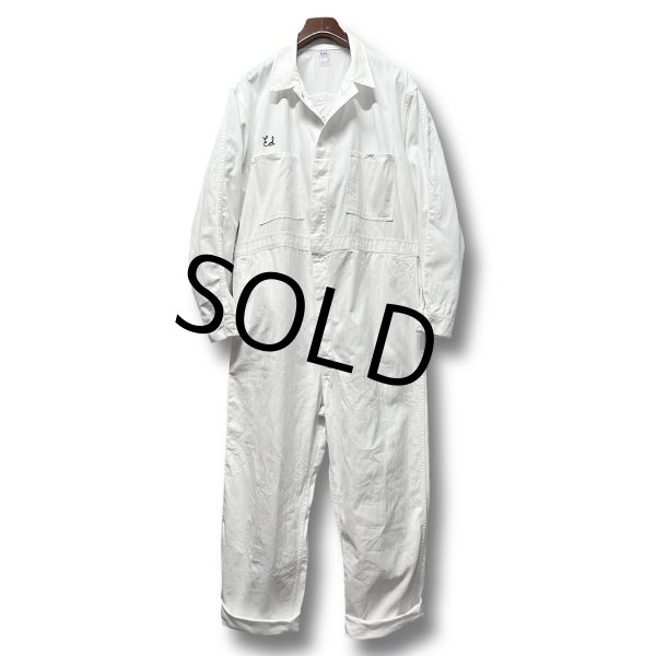 画像5: ワンウォッシュ!! 70's【ビンテージ】【Lee】【リー】チェーンステッチ入り【白】【つなぎ】【オールインワン】【US50】  (5)