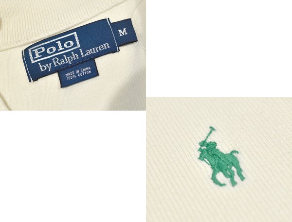 画像2: オールド【ラルフローレン】POLO RALPH LAUREN【クリーム色】【無地】【ハーフジップ】【コットンセーター】【サイズM】   (2)