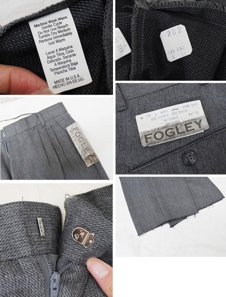 画像2: 90's デッドストック【ビンテージ】USA製【FOGLEY】【チャコールグレー】ストライプスラックス【ストライプパンツ】【W30】  (2)