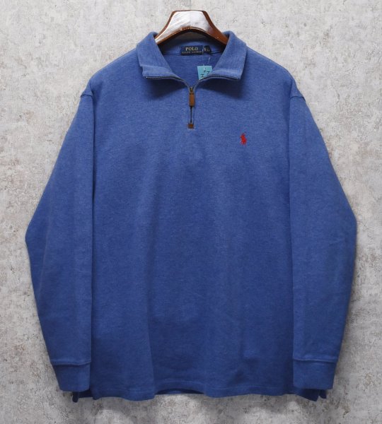 画像1: 【ラルフローレン】POLO RALPH LAUREN【青】【無地】【ハーフジップ】【コットンセーター】【サイズXL】   (1)