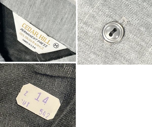 画像2: デッドストック【USA製】ビンテージ【CEDAR HILL】【黒×グレー】アクリル【長袖ポロシャツ】 【サイズＭ】   (2)
