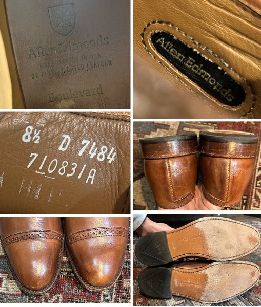 画像2: 【USA製】【アレンエドモンズ】【Allen Edmonds】ライトブラウン【ストレートチップ】【8 1/2D】【26.5cm程度】  (2)