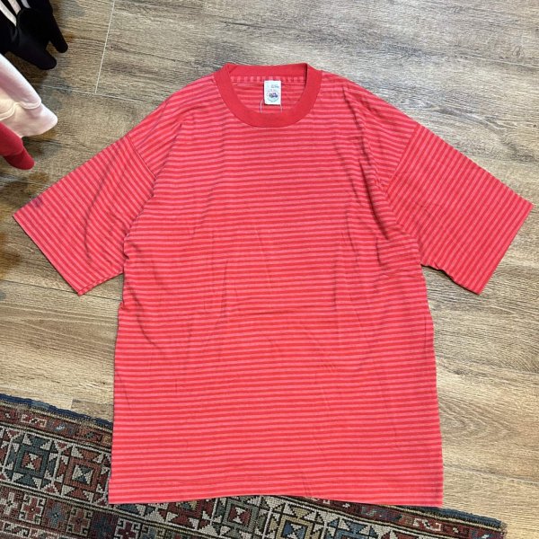 画像1: 90's【USA製】ビンテージ【フルーツオブザルーム】【赤ｘピンク】ボーダー【Ｔシャツ】【サイズL】  (1)