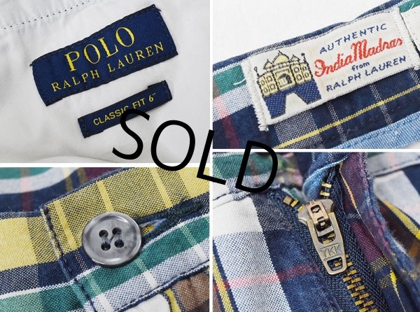 画像2: 【POLO RALPH LAUREN】ラルフローレン【India Madras】マドラスチェック【ショートパンツ】【コットンショーツ】【W33】  (2)