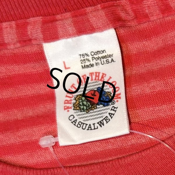 画像2: 90's【USA製】ビンテージ【フルーツオブザルーム】【赤ｘピンク】ボーダー【Ｔシャツ】【サイズL】  (2)