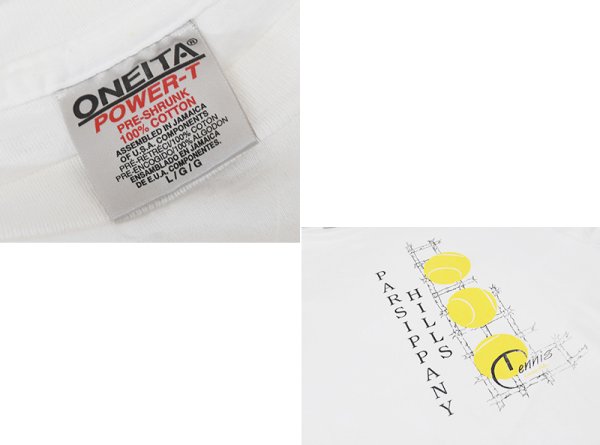 画像2: 90's ビンテージ【ONEITA】オニータ【PARSIPPANY HILLS TENNIS】テニス【白】 Tシャツ 【サイズL】  (2)