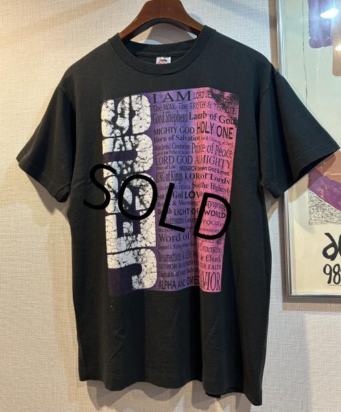 画像1: 90's【USA製】ビンテージ【フルーツオブザルーム】FRUIT OF THE LOOM【JESUS】【黒】【Tシャツ】【サイズL】  (1)