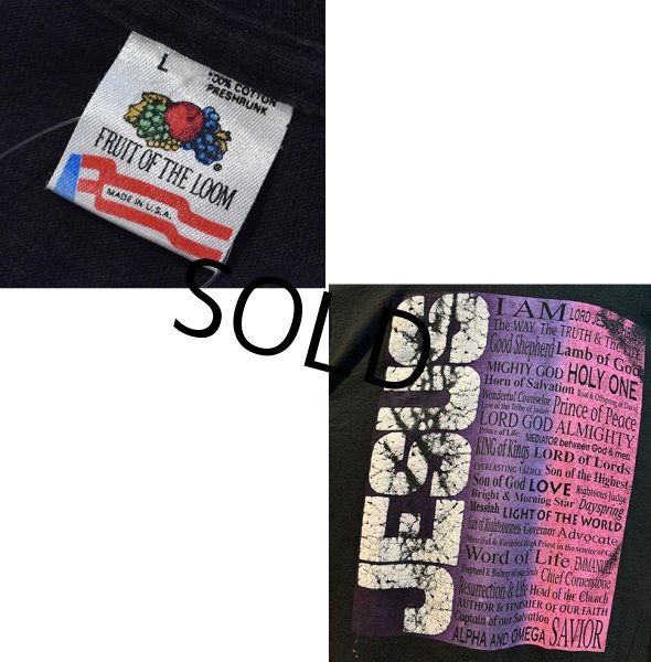 画像2: 90's【USA製】ビンテージ【フルーツオブザルーム】FRUIT OF THE LOOM【JESUS】【黒】【Tシャツ】【サイズL】  (2)