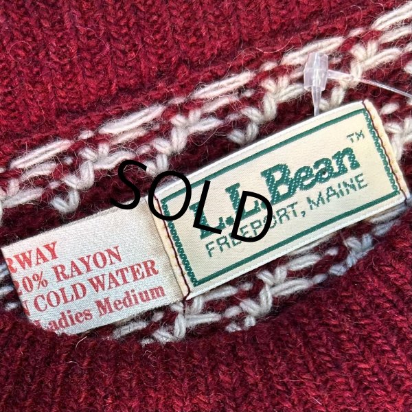 画像2: ビンテージ【ノルウェー製】【L.L.Bean】エルエルビーン【エンジｘ白】【バーズアイ】【セーター】【レディース古着】【サイズＷ－Ｍ】  (2)