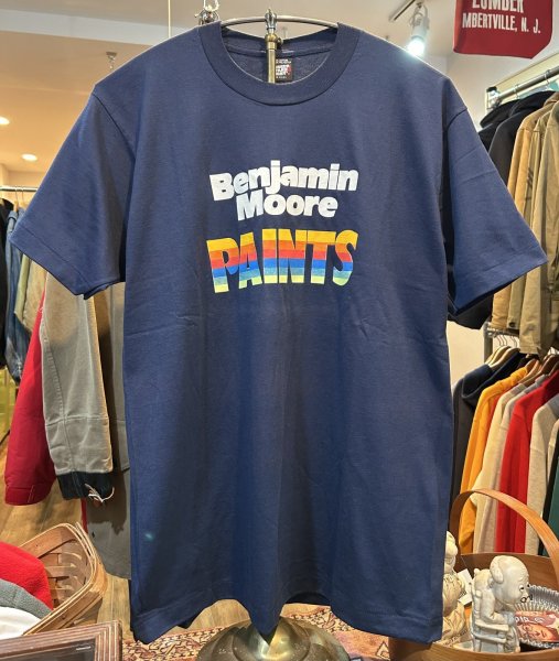 画像1: ほぼ未使用 90's【USA製】スクリーンスターズ【ビンテージ】【ベンジャミンムーア】【紺】【Tシャツ】【サイズＸＬ】  (1)
