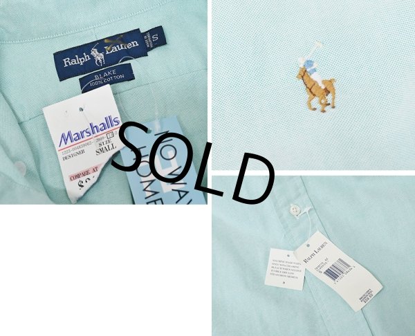 画像2: デッドストック【ラルフローレン】【ミントブルー】【刺繍ロゴ入り】【ボタンダウン】【半袖シャツ】【サイズS】   (2)